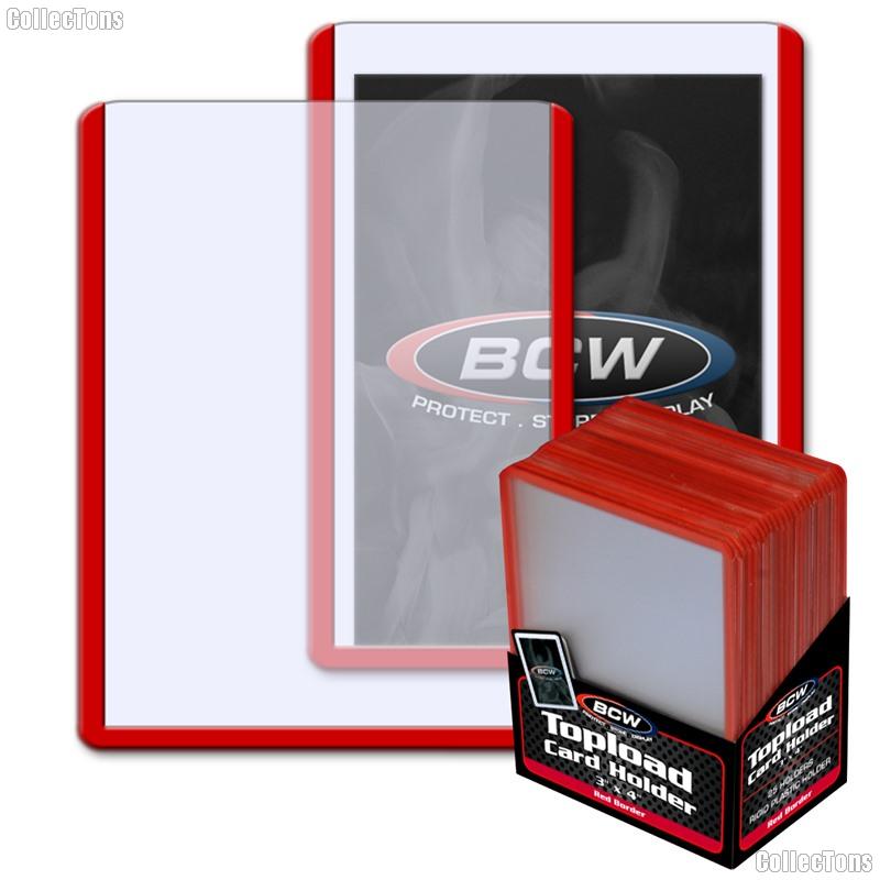 Red Border Topload Card Holder 3 x 4 - Pack of 25 by BCW
