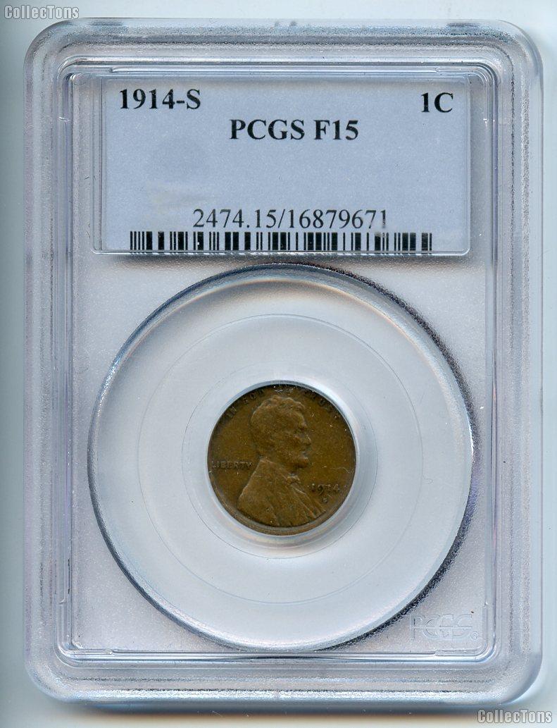 1914-S Lincoln Wheat Cent KEY DATE in PCGS F 15