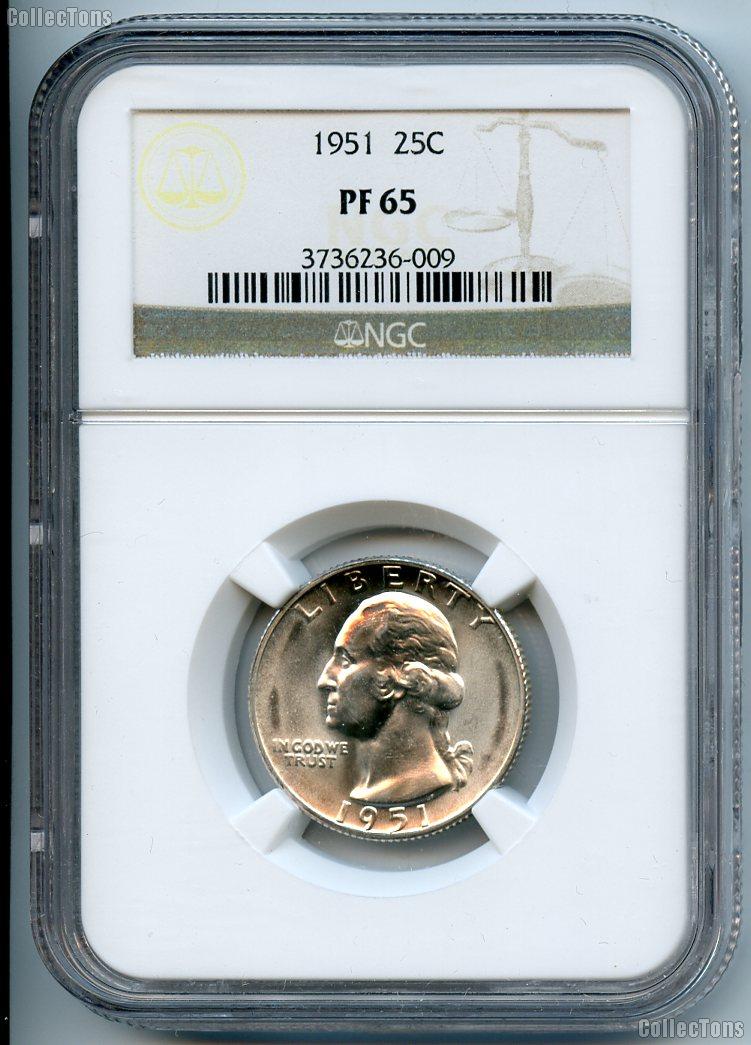 1951 Washington Silver Quarter Proof in NGC PF 65