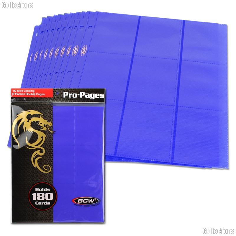 18-Pocket Side Loading Pro Pages Blue by BCW Pack of 10