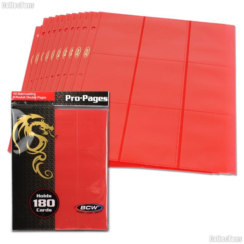 18-Pocket Side Loading Pro Pages Red by BCW Pack of 10