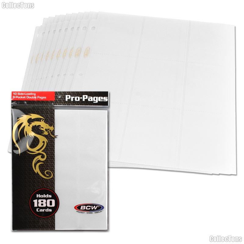 18-Pocket Side Loading Pro Pages White by BCW Pack of 10
