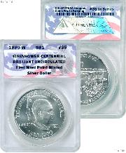 CollecTons Keepers #35: 1990-W Commemorative Eisenhower Centennial Silver Dollar Certified in Exclusive ANACS Brilliant Uncirculated Holder