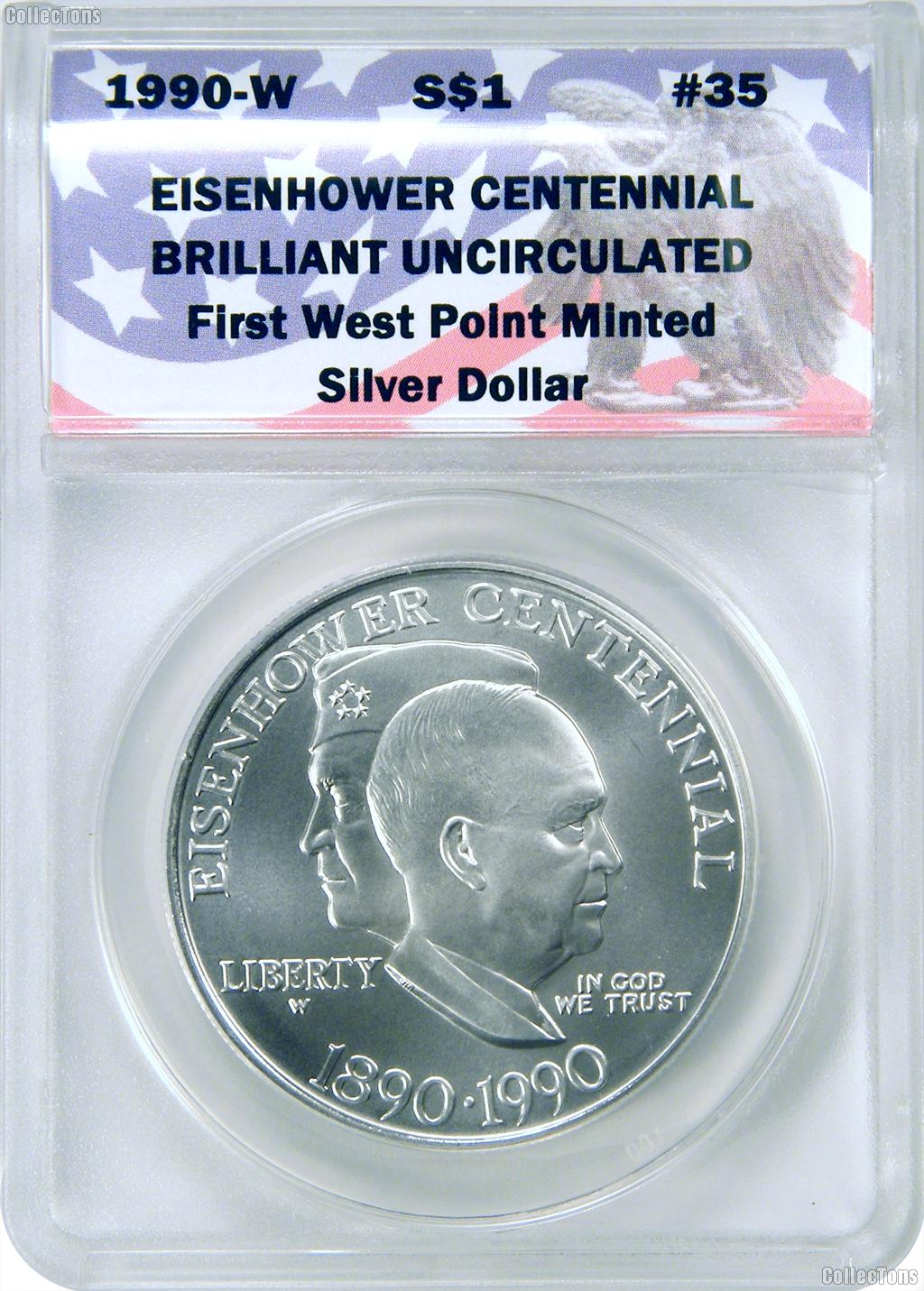 CollecTons Keepers #35: 1990-W Commemorative Eisenhower Centennial Silver Dollar Certified in Exclusive ANACS Brilliant Uncirculated Holder