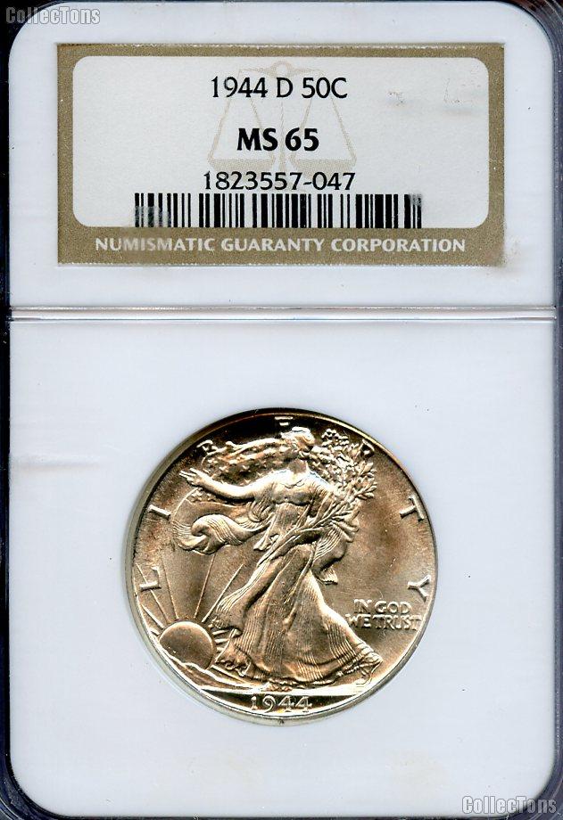 1944-D Walking Liberty Silver Half Dollar in NGC MS 65