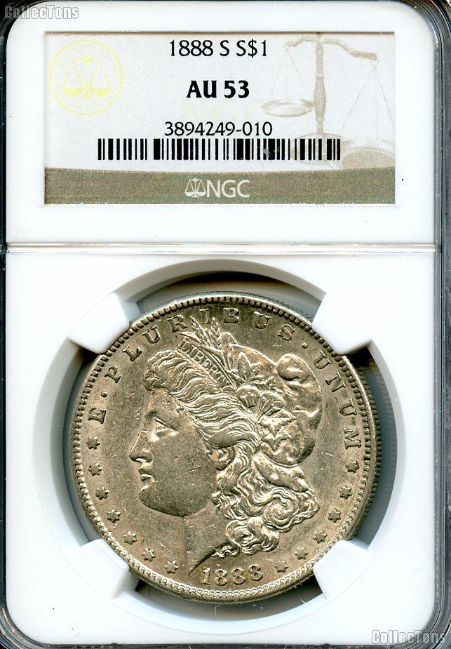 1888-S Morgan Silver Dollar in NGC AU 53