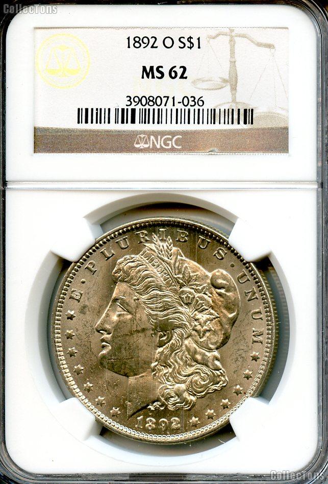 1892-O Morgan Silver Dollar KEY DATE in NGC MS 62