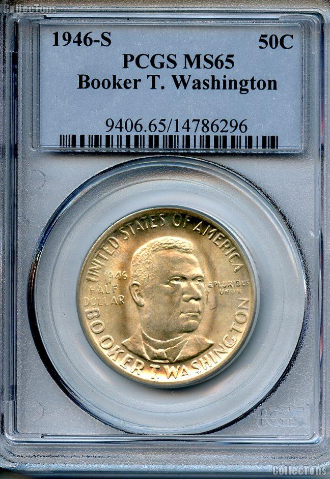 1946-S Booker T. Washington Memorial Silver Commemorative Half Dollar in PCGS MS 65