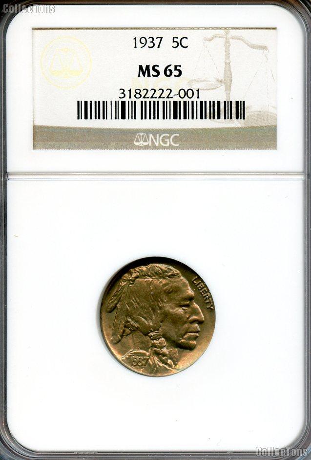 1937 Buffalo Nickel in NGC MS 65