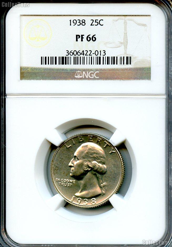 1938 Washington Silver Quarter Proof in NGC PF 66