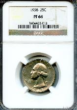 1938 Washington Silver Quarter Proof in NGC PF 66