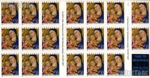 1997 Madonna and Child - Christmas Series 32 Cent US Postage Stamp Unused Booklet of 20 Scott #3176a