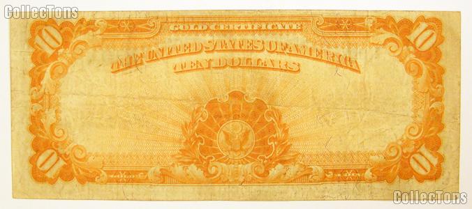 Ten Dollar Bill Gold Certificate Large Size Series 1922 US Currency Good or Better