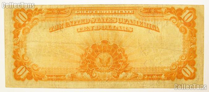 Ten Dollar Bill Gold Certificate Large Size Series 1922 US Currency Good or Better