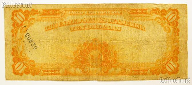 Ten Dollar Bill Gold Certificate Large Size Series 1907 US Currency