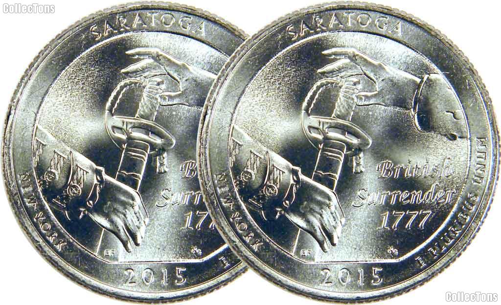 2015 P & D New York Saratoga National Historical Park National Park Quarter GEM BU America the Beautiful