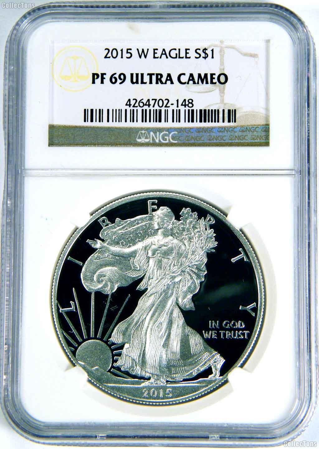 2015-W American Silver Eagle Dollar PROOF in NGC PF 69 ULTRA CAMEO