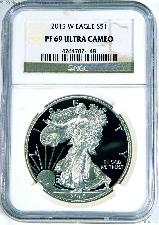 2015-W American Silver Eagle Dollar PROOF in NGC PF 69 ULTRA CAMEO