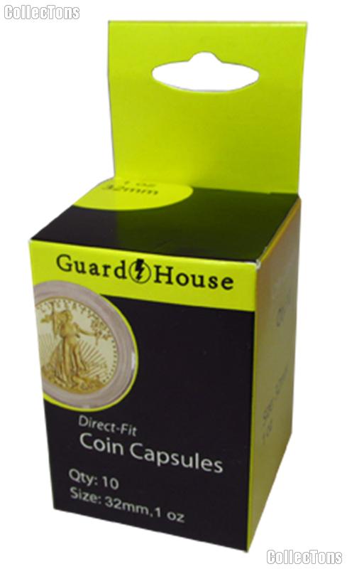 Guardhouse Box of 10 Coin Capsules for 1 oz GOLD EAGLES (32mm)