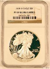 2008-W American Silver Eagle Dollar PROOF in NGC PF 69 ULTRA CAMEO