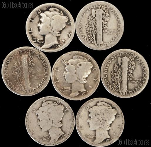 1916 Mercury Silver Dime - Lower Grade Filler