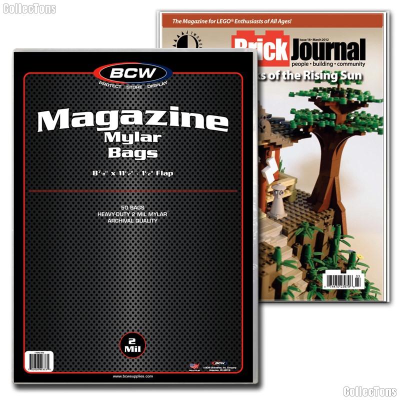 Magazine Storage Bags by BCW Pack of 50 MYLAR Magazine Bags