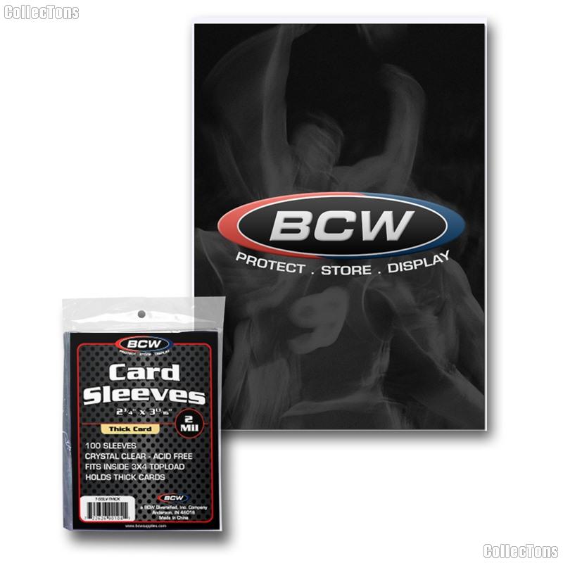 THICK Baseball Card Sleeves by BCW 100 Sleeves for Sports and Trading Cards