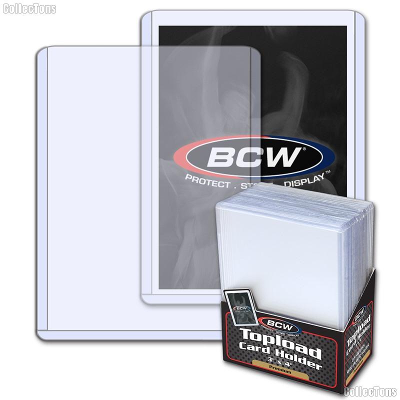 PREMIUM Sports Card Holders 3x4 by BCW 25 Pack Heavy Duty Plastic Top Loaders