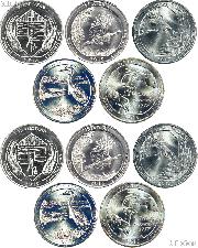 2015 National Park Quarters Complete Set P & D Uncirculated (10 Coins) NE, LA, NC, DE, NY