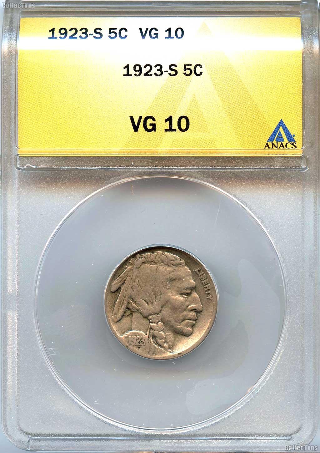1923-S Buffalo Nickel in ANACS VG 10 - Better Date