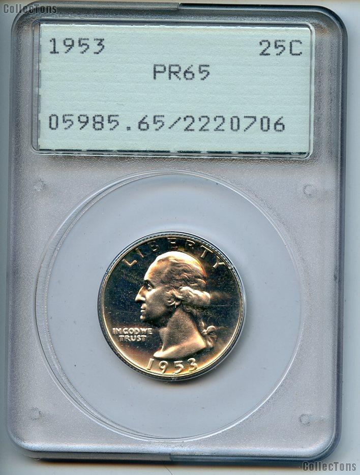 1953 Washington Silver Quarter Proof in PCGS PR 65