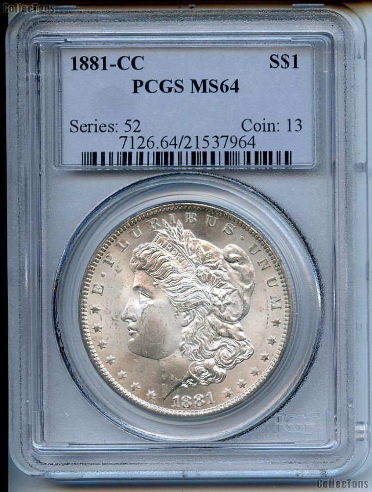 1881-CC Morgan Silver Dollar in PCGS MS 64