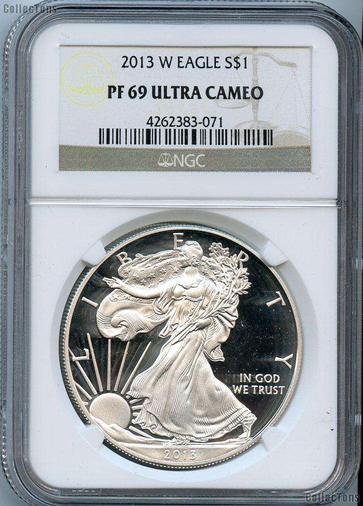 2013-W American Silver Eagle Dollar PROOF in NGC PF 69 ULTRA CAMEO