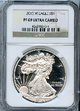 2013-W American Silver Eagle Dollar PROOF in NGC PF 69 ULTRA CAMEO