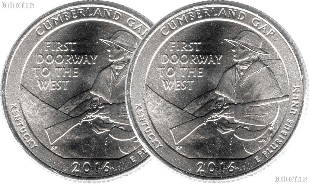 2016 P & D Kentucky Cumberland Gap National Historical Park Quarters GEM BU America the Beautiful