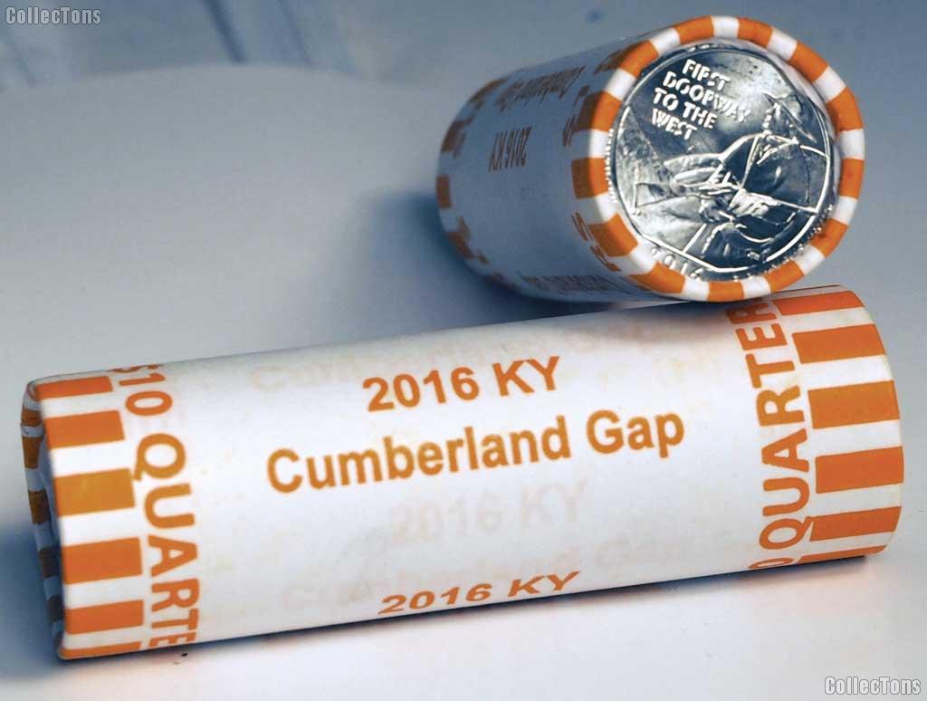 2016 P & D Kentucky Cumberland Gap National Historical Park Quarter Rolls GEM BU America the Beautiful