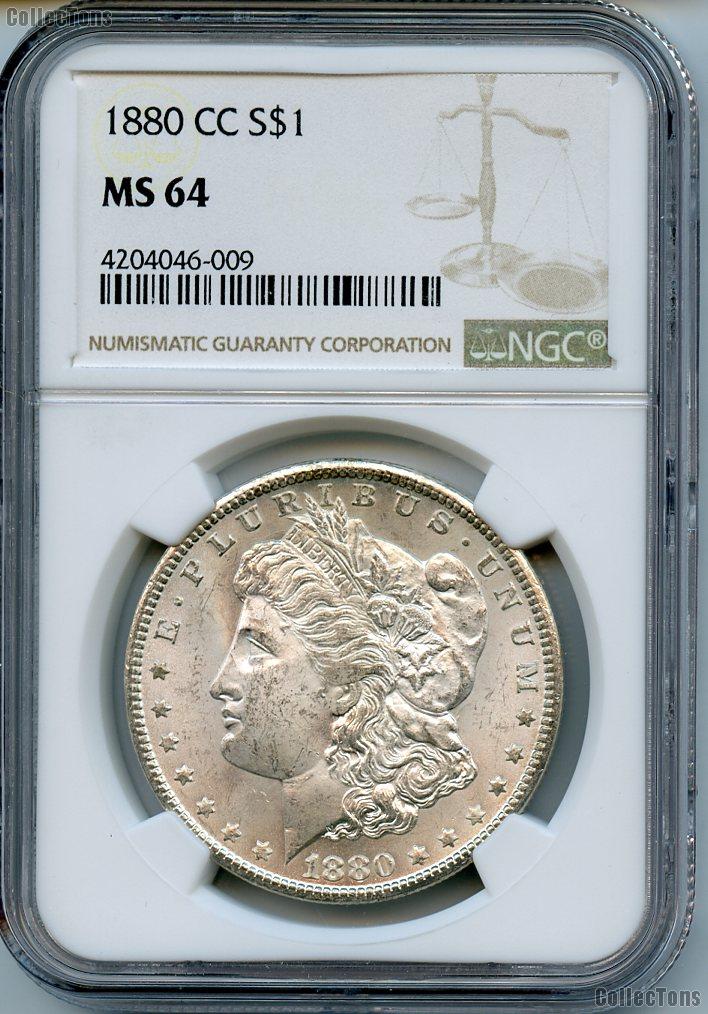 1880-CC Morgan Silver Dollar Third Reverse in NGC MS 64