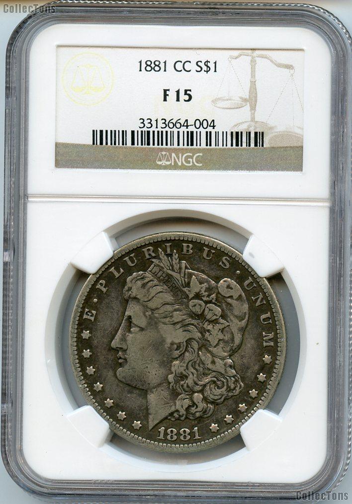 1881-CC Morgan Silver Dollar in NGC F 15