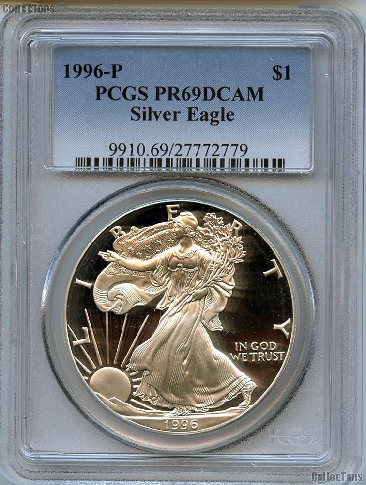 1996-P American Silver Eagle Dollar PROOF in PCGS PR 69 DCAM