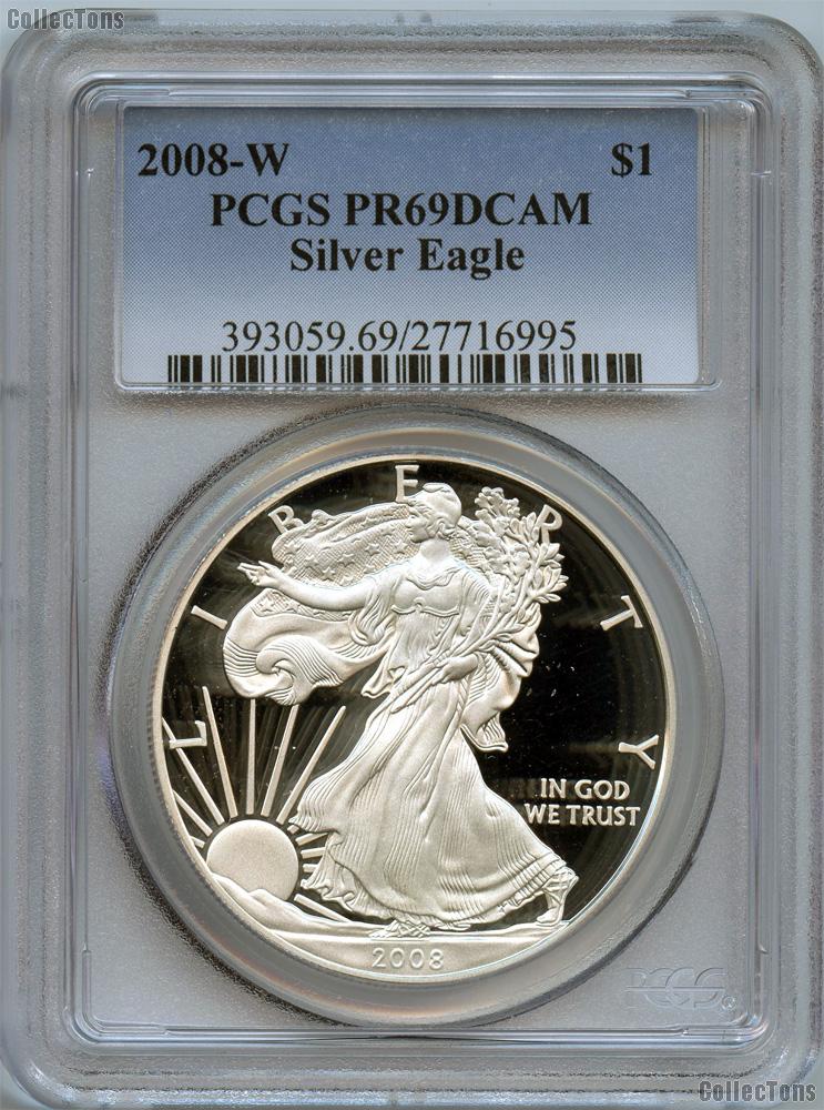 2008-W American Silver Eagle Dollar PROOF in PCGS PR 69 DCAM