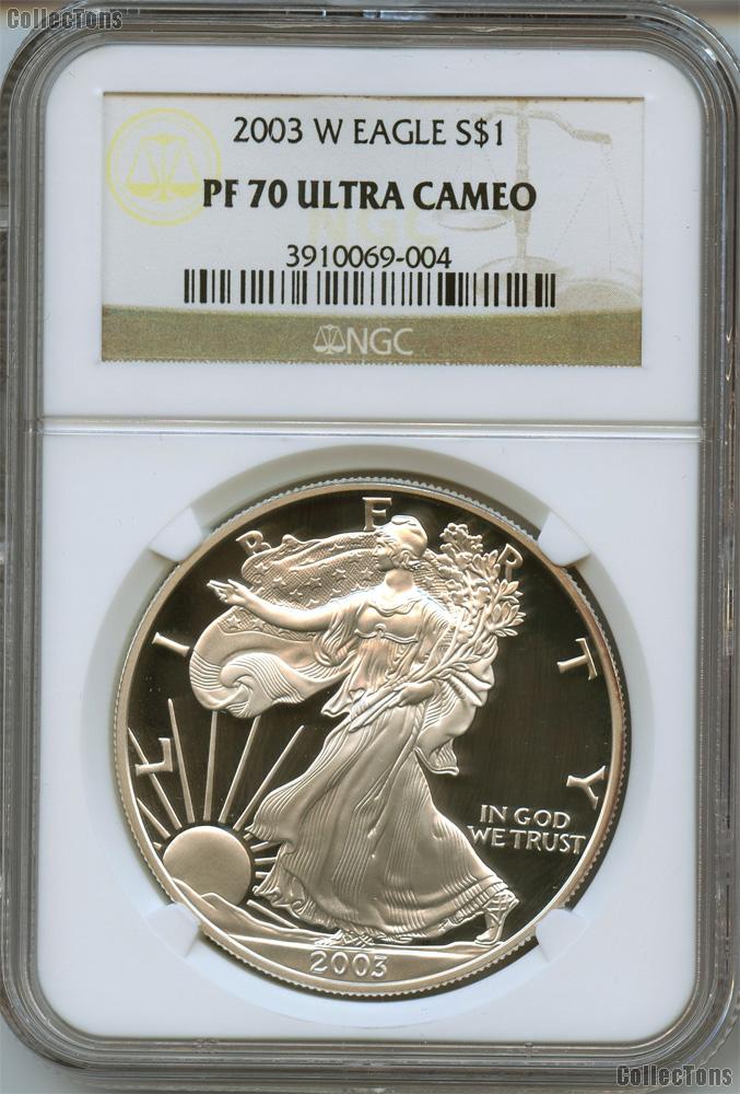 2003-W American Silver Eagle Dollar PROOF in NGC PF 70 ULTRA CAMEO