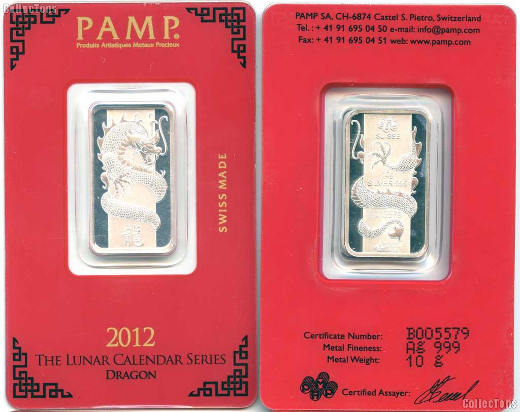 PAMP Suisse 2012 Year of the Dragon 10 Gram Silver Bar