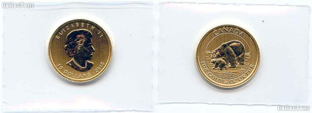 2015 Canada 1/4 Oz Gold Polar Bear and Cub - BU Sealed in Original Plastic