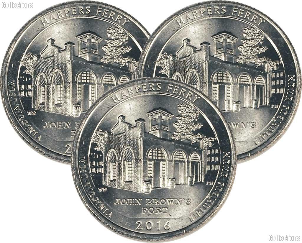 2016 P, D & S West Virginia Harpers Ferry National Historical Park Quarter GEM BU America the Beautiful