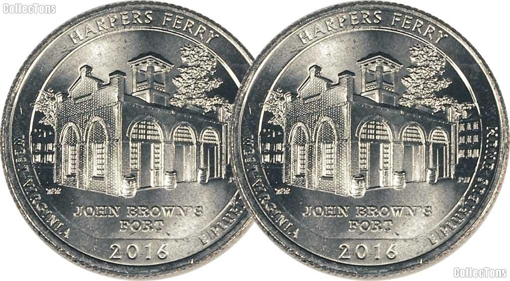 2016 P & D West Virginia Harpers Ferry National Historical Park Quarters GEM BU America the Beautiful