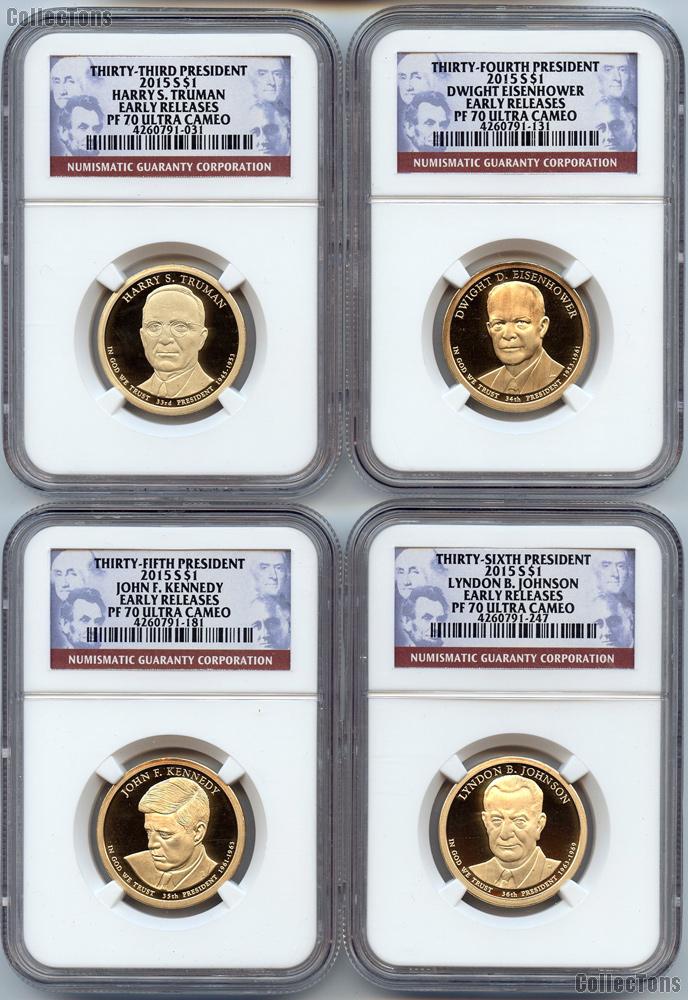 2015-S Presidential PROOF Dollar Set (4 Coins) in NGC PF 70 Ultra Cameo Early Releases