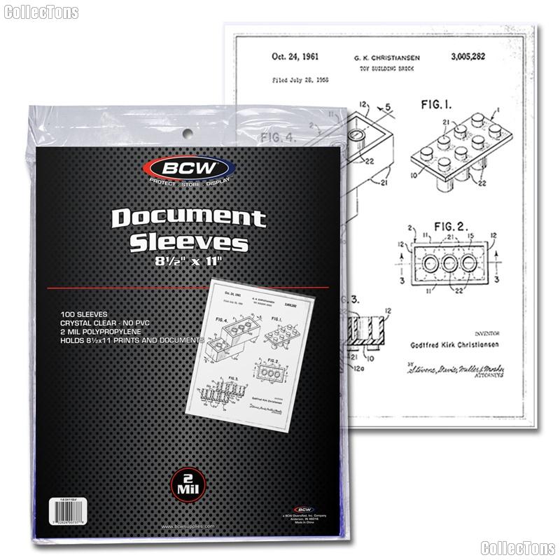 Document Sleeves 8.5x11 by BCW 100 Pack 8 1/2 x 11 Polypropylene 2 Mil Bags