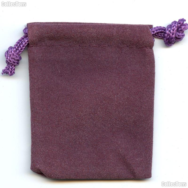 Drawstring Pouch 3x4 Purple Velour Bag for Coins & Slab Coins