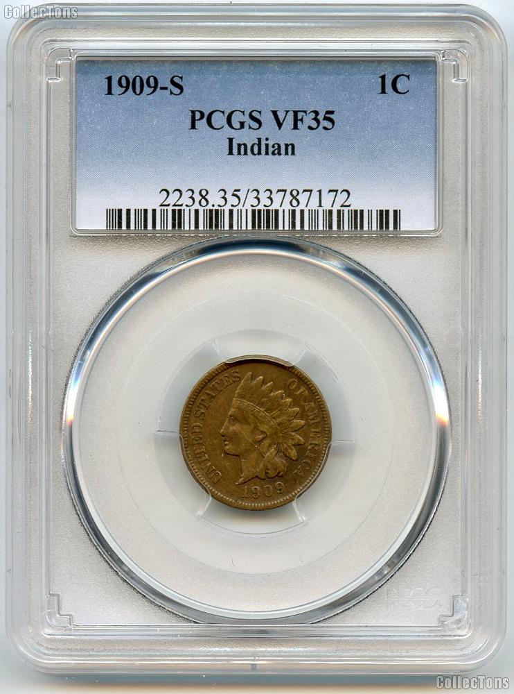 1909-S Indian Head Cent KEY DATE in PCGS VF 35