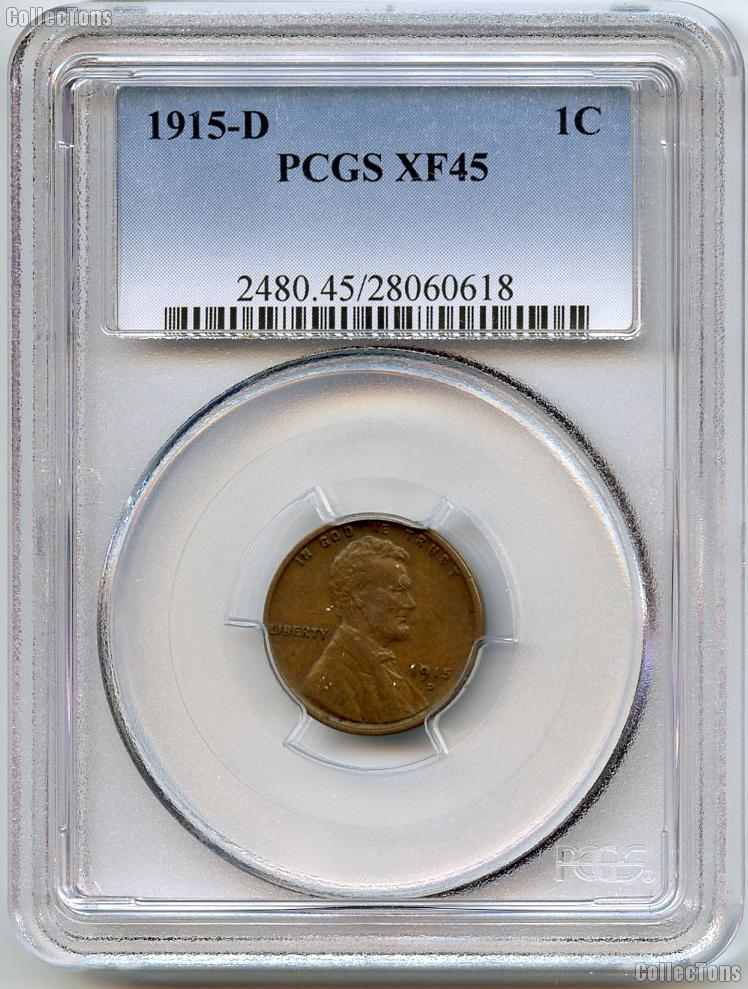 1915-D Lincoln Wheat Cent in PCGS XF 45